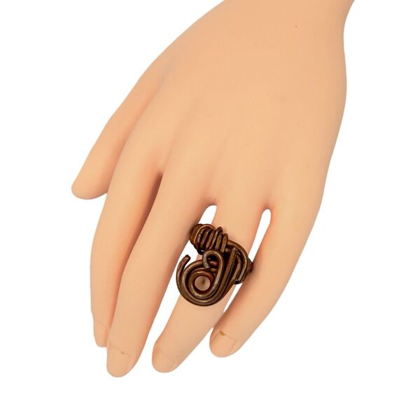 Copper Spiral Twist Statement Ring Sz 6 Art Deco Celtic Artesian - Picture 13 of 15